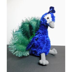 Peacock Plush Bird Aurora 8 inch Sitting Blue Green Stuffed Animal